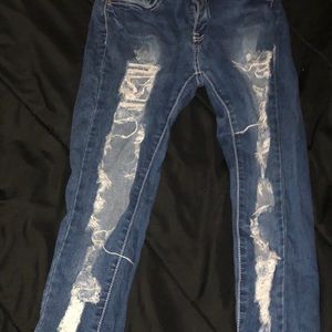 Dark wash jeans from a shop in NYC